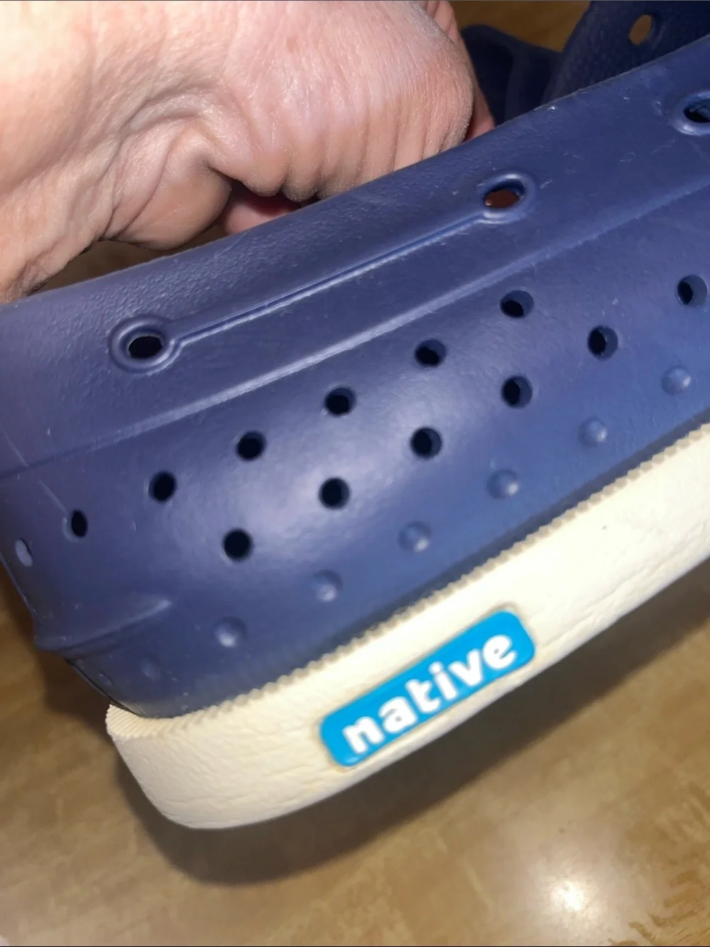Native Men's Slip-On Boat Shoes in Blue with White Trim Size 12
